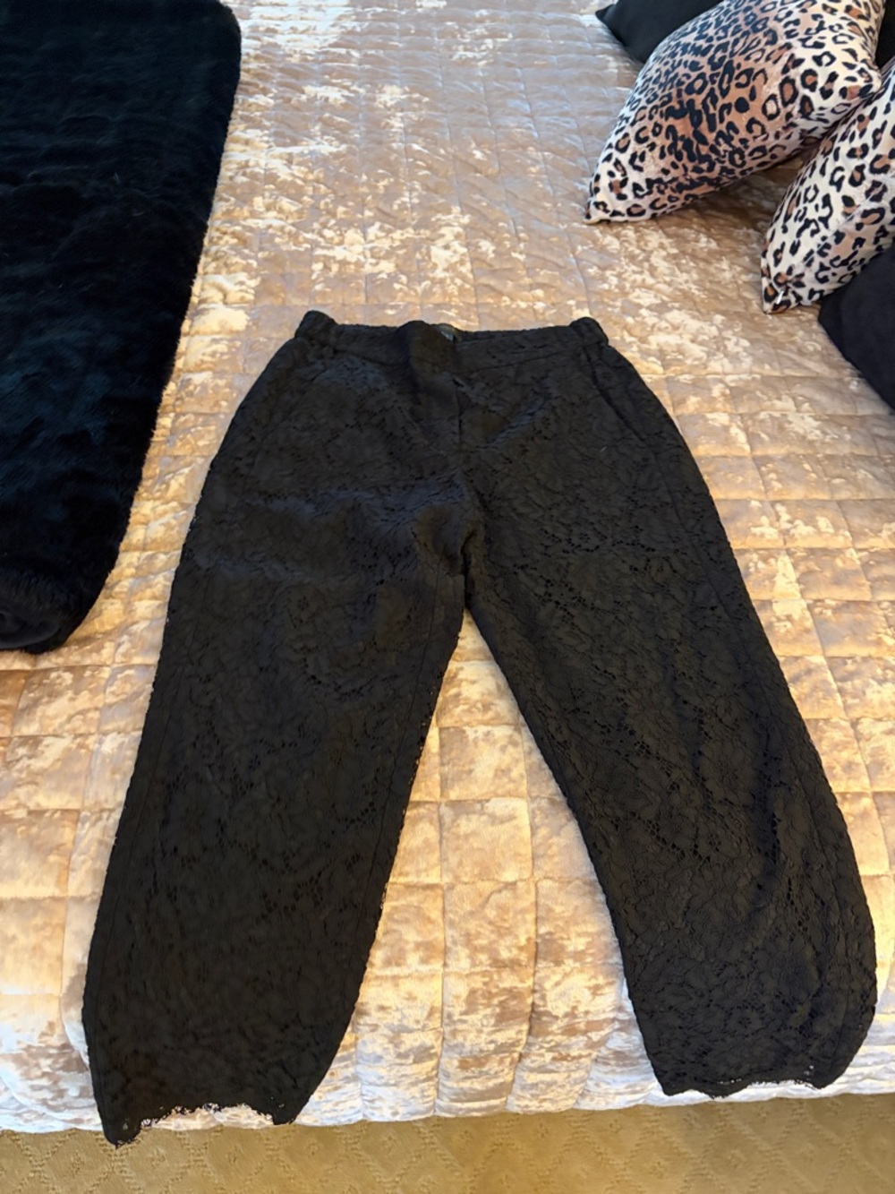 Black Lace Cropped Pants by J. Crew